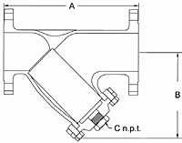 Flanged 'Y' Strainer Steel/Stainless Steel - 150YF Series - Dimensions